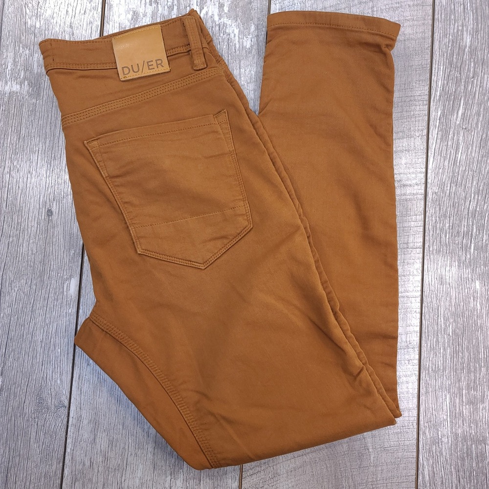 DU/ER N2X Slim Fit Pants Mens 31x30 Tobacco Brown Stretch Performance Trousers